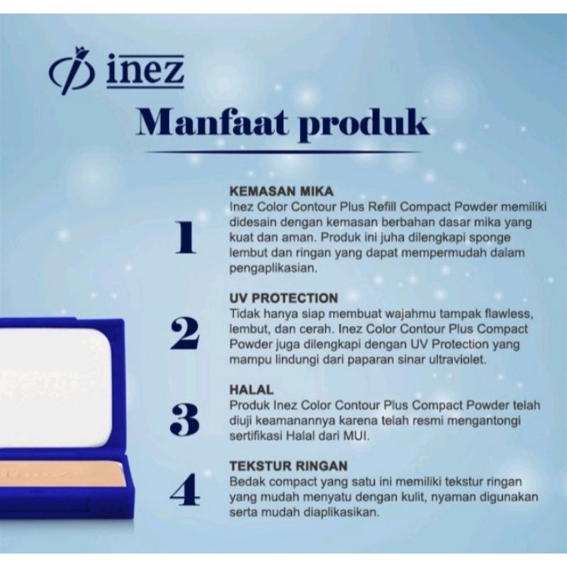 INEZ REFILL Color Contour Plus Compact Powder / Refill Bedak Padat Inez / Isi Ulang Bedak Inez Original 100% New Case