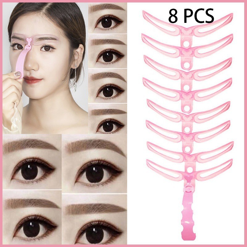 (G8IN1) Alat Cetakan Alis Gagang 8 in 1 Eyebrow Template 8 IN 1 Alat cetak alis 8in1 Alat Bantu Ceta