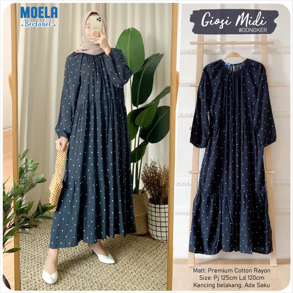 MIDI DRESS GIOSI purple dongker  LD 120 BY ORIGINAL MOELA BERLABEL