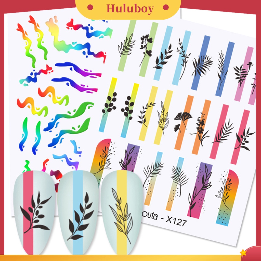 Huluboy Huluboy♡ Stiker Kuku 3D Motif Bunga Hati Untuk Manicure