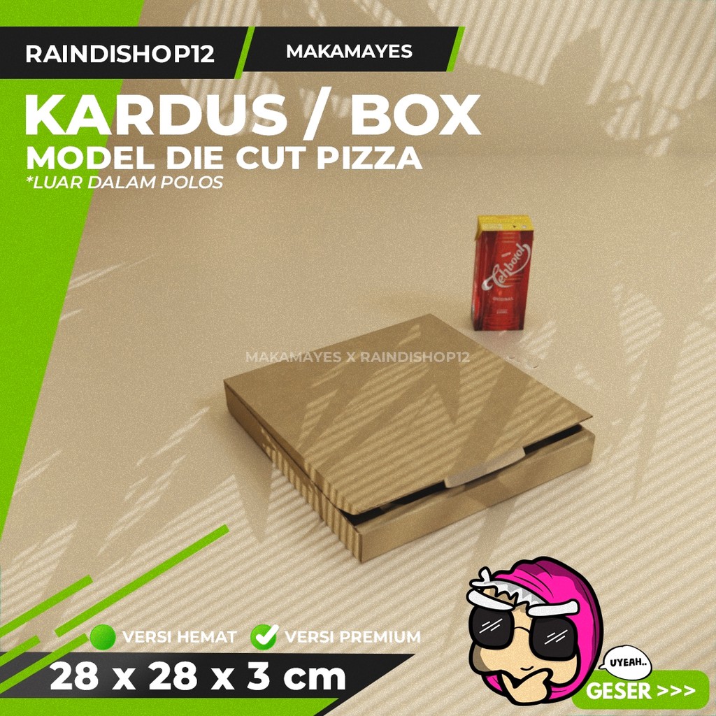 

(MIN 10 PCS) BOX 28 X 28 X 3 CM KARDUS DIE CUT PIZZA KEMASAN PACKAGING KADO