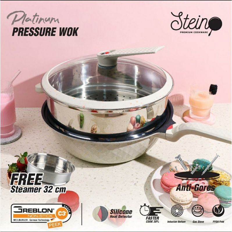 Ready PLATINUM PRESTO WOK+ STEAMER STEIN COOKWARE