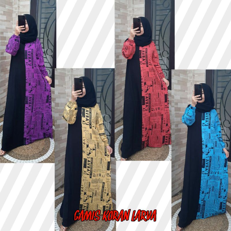 Gamis Koran Larva Bahan Adem / Daster Koran Kekinian / Gamis Koran Viral