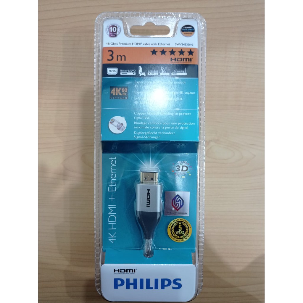 Kabel HDMI PHILIPS 3m 4K 60fps 18Gbps Gold Plated