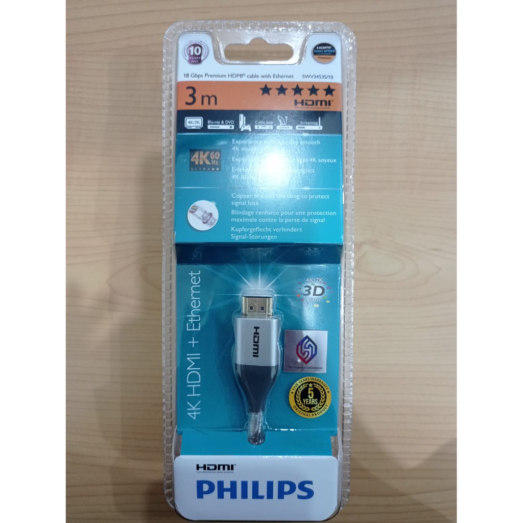 Kabel HDMI PHILIPS 3m 4K 60fps 18Gbps Gold Plated