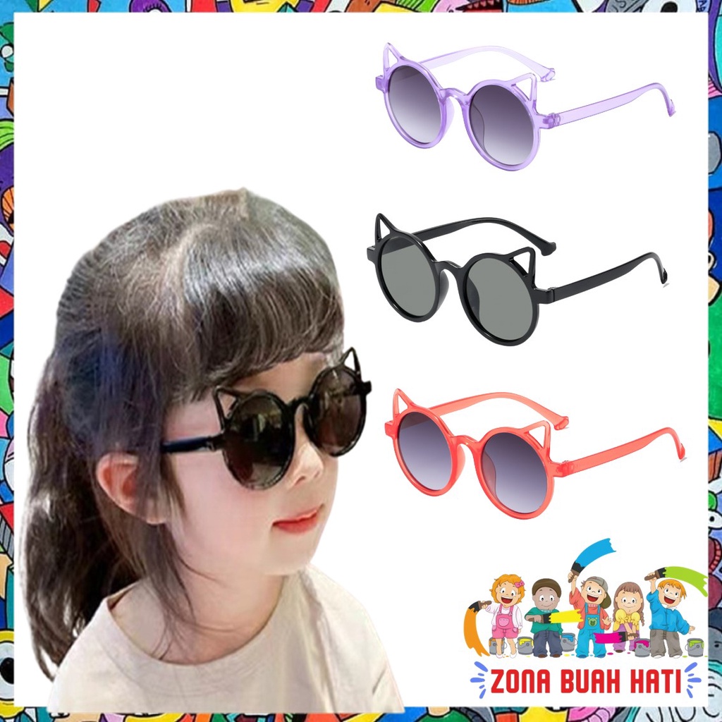 ZBH  Kacamata Anak Kucing 6685 Kacamata Hitam Fashion Telinga Kucing Kaca Mata Hitam High Quality Kids Sunglasses Kaca Mata Murah Import