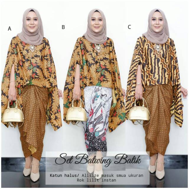 SETELAN BATWING BATIK WANITA BAJU KONDANGAN MURAH SETELAN KEBAYA WANITA MODEL BATWING