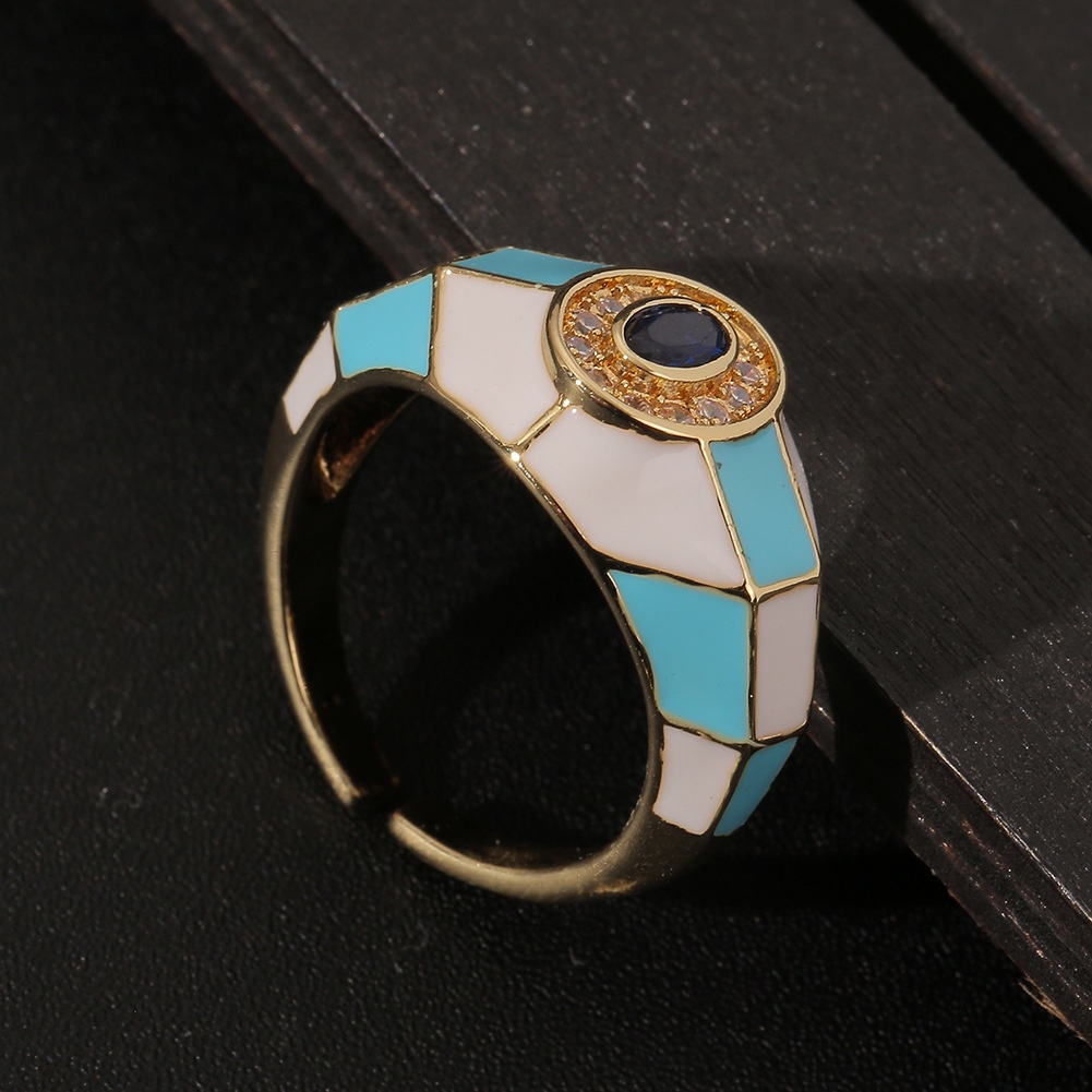 Eropa dan Amerika in geometris dingin ornamen Berlian drop minyak cincin kreatif vintage ring Bahasa