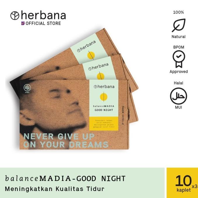 

BISA COD Herbana Balance Madia Good Night - 10 Kaplet (Bundling 3pc) /OBAT HERBAL ASAM URAT/OBAT HERBAL PELANGSING/OBAT HERBAL KOLESTEROL/OBAT HERBAL DIABETES