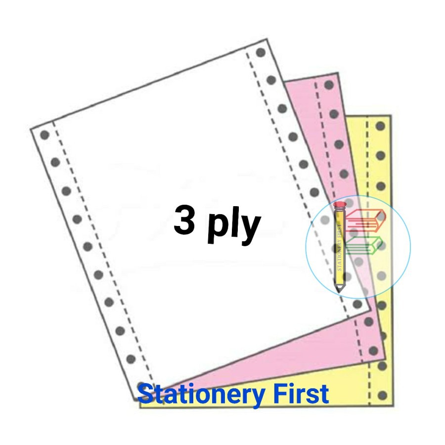 Continuous Form Paper Print 9.5 x 11&quot; 3 Ply / Kertas Komputer 3 Rangkap Full / Bagi 2