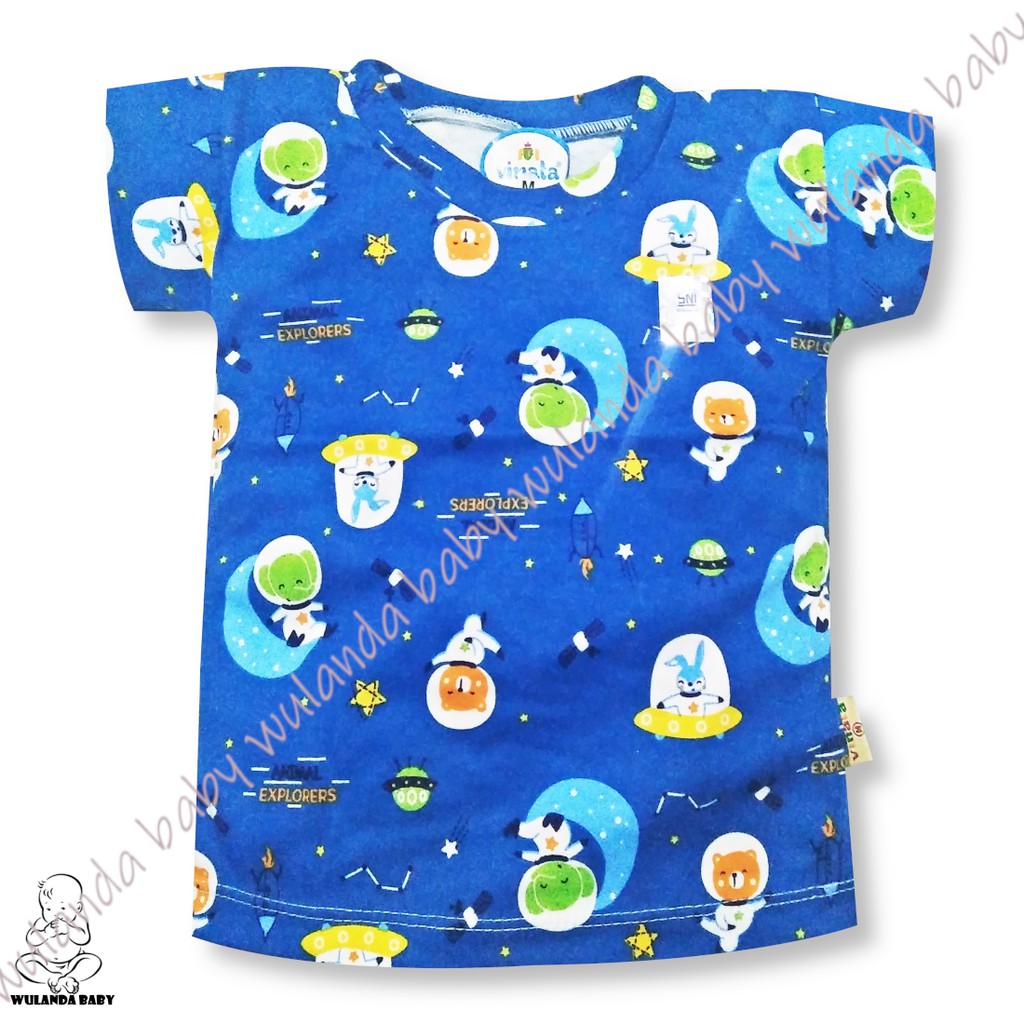 Wulanda 3 pcs baju kaus oblong anak bayi lengan pendek warna motif printing VINATA baby SNI untuk la-1