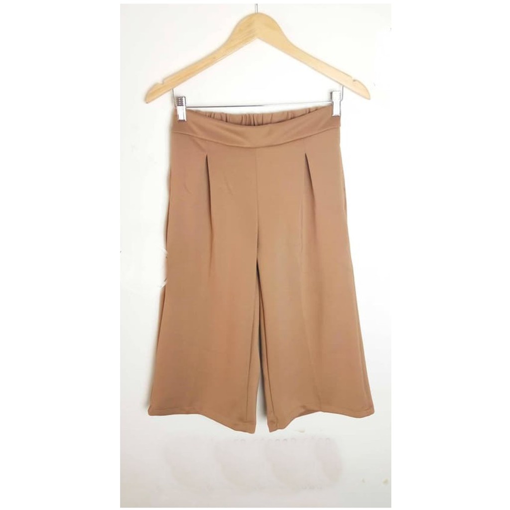 Morashop Celana Kulot Pendek Bahan Scuba, Celana Dewasa 7/8 Fit to XL-Mocca