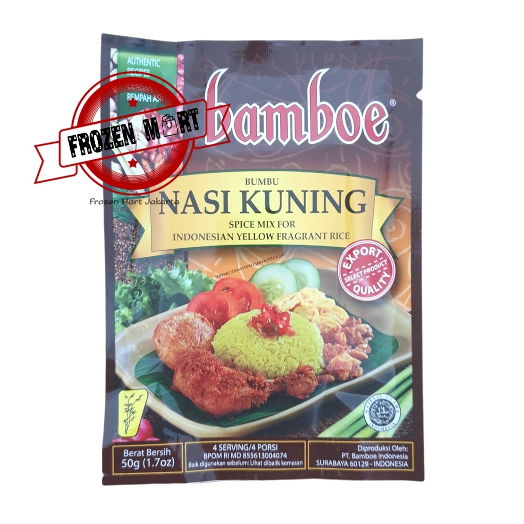BAMBOE Bumbu Instant Nasi Kuning / Yellow Fragrant Rice HALAL 50 Gr / Bamboe Nasi Kuning