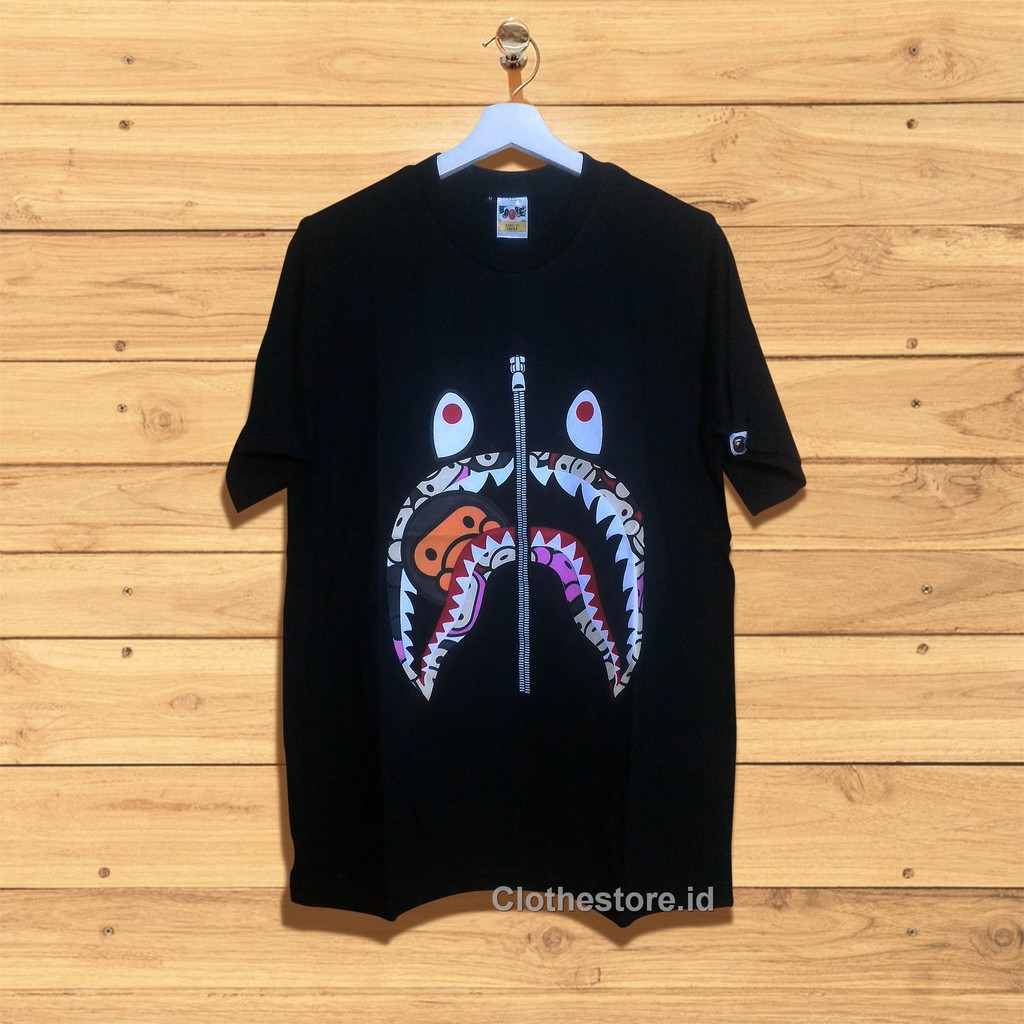 1331 KAOS TSHIRT BAPE SHARK CAMO X MILO BABY MONKEY RED PINK BLACK KAOS BAPE