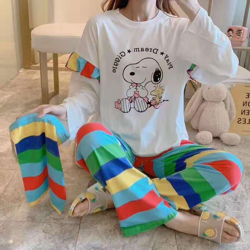 RAINBOW- Piyama /Baju Tidur Dewasa PP Lengan Panjang Celana Panjang/ Import RENDA TGN