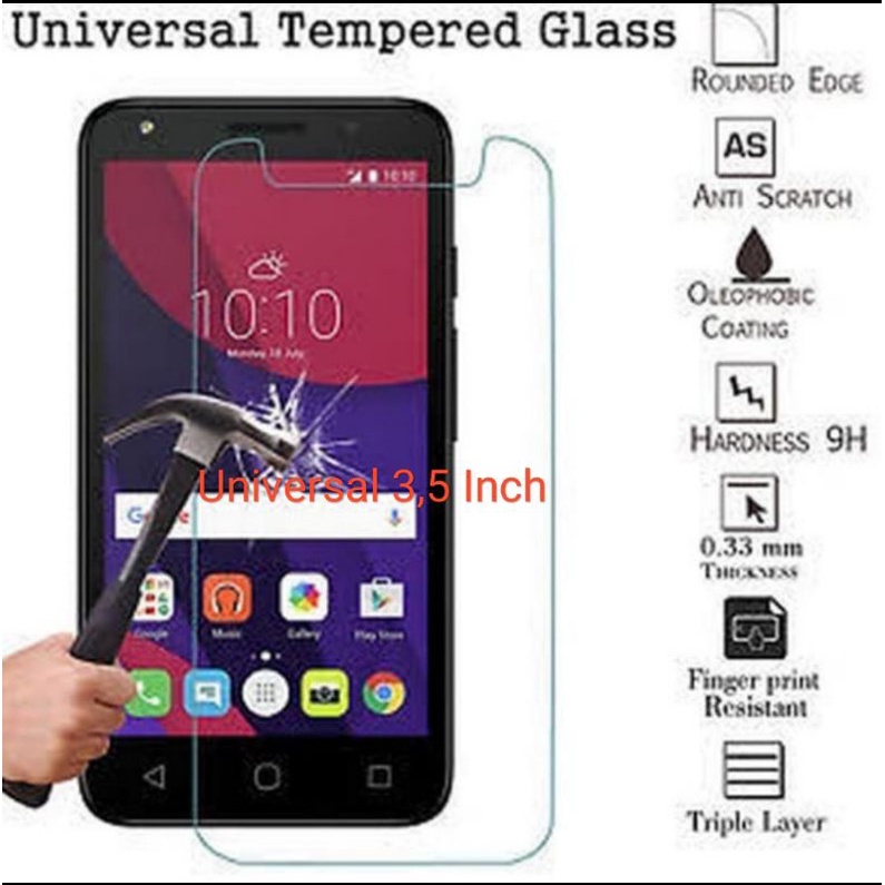 Tempered Glass Anti Gores Screen Protector Kaca Bening Universal 3,5 Inch 4 Inch 4,3 Inch 4,5 Inch 4