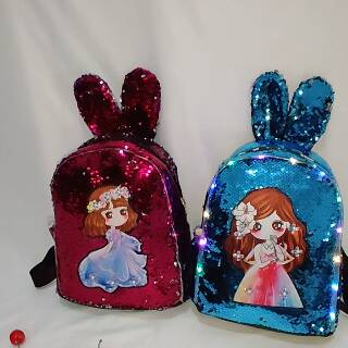  TAS  RANSEL SEQUIN KARAKTER LOL PRINCESS TELINGA KELINCI 