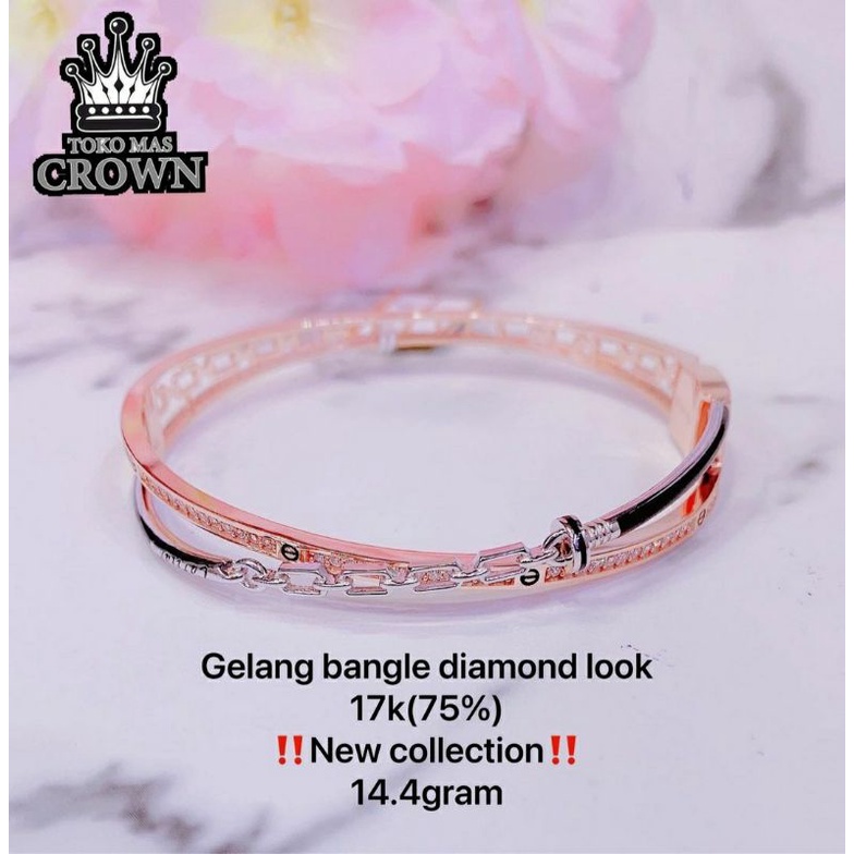Gelang Tangan Bangle Fashion Emas Asli 5.5cm 12.3gram
