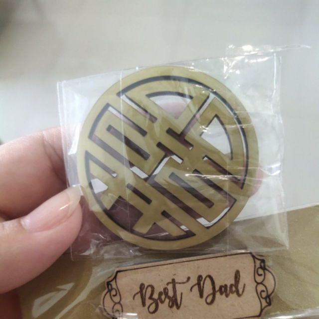 Rs Shuangxi Bulat 5cm Mdf + Duplex Emas / Merah Laser Cutting