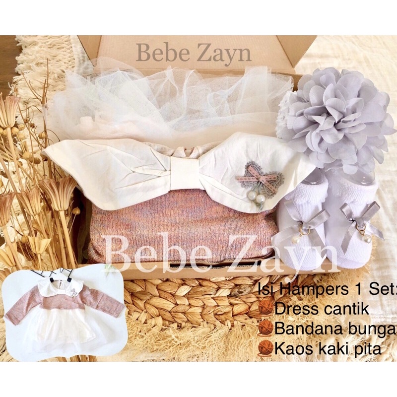 {BEBE ZAYN} Hampers baby/ hampers bayi/ baby gift/ kado bayi/ baby newborn/ Baby Girl/ Flowery Dress Set-Louisa Peach Pink