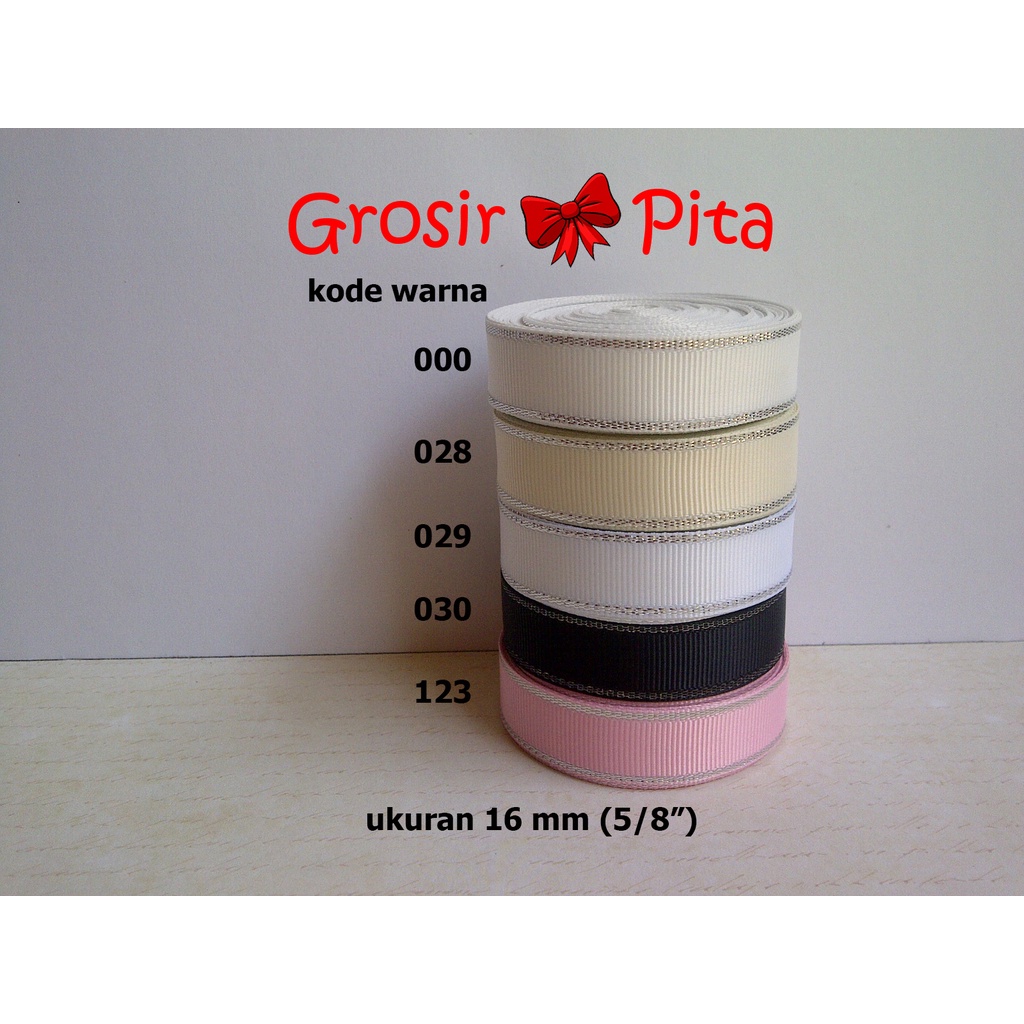 

(25 yard) Pita Grosgrain Glitter Silver ukuran 1,6 cm (5/8″) pg 1 | Pita Premium | Toko Bahan Craft | Grosir Pita