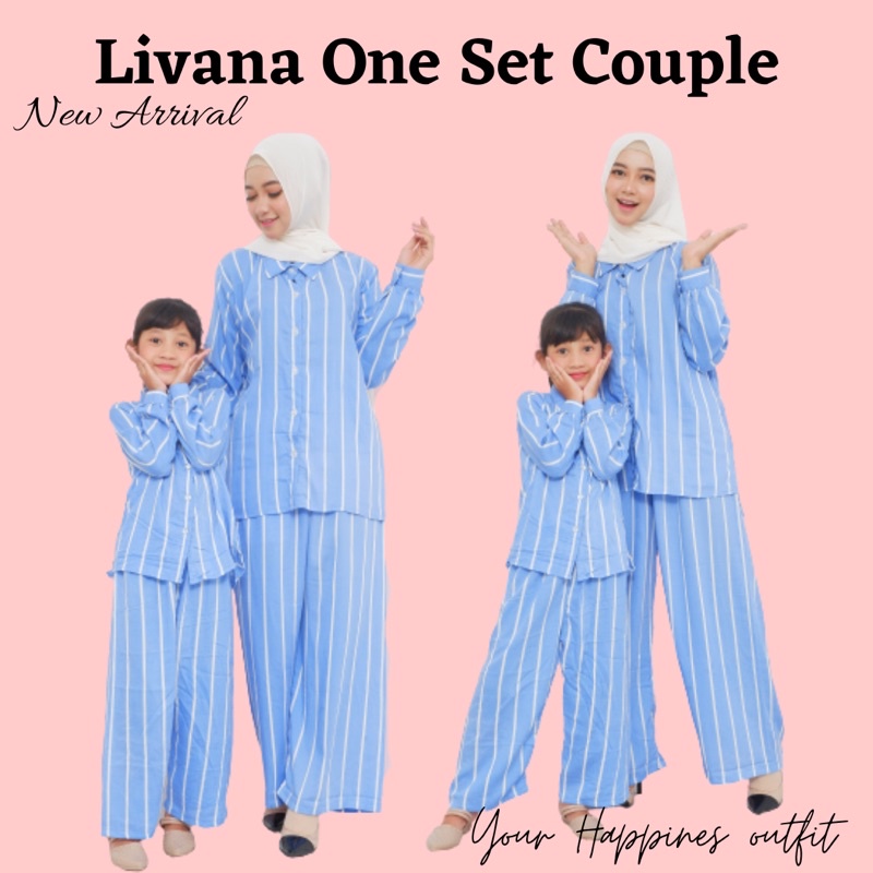 SETELAN PIYAMA COUPLE IBU DAN ANAK RAYON PREMIUM LIVANA PAJAMAS ONE SET COUPLE