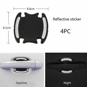 Sticker Gagang Pintu Mobil Carbon Fiber 4PCS Seametal Reflective 1185