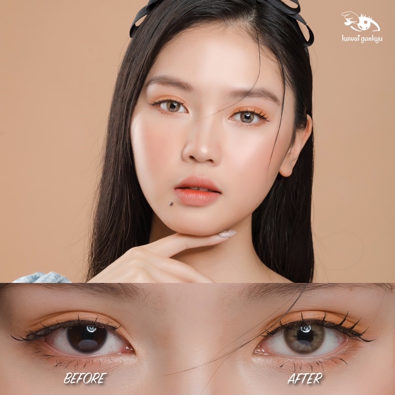 KawaiGankyu Softlens - Kitty kawaii mini ava brown (1botol)