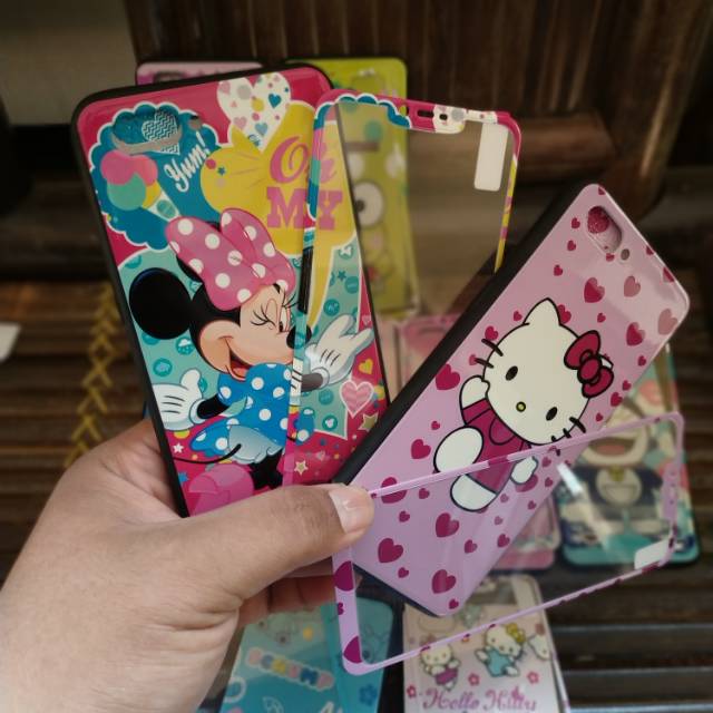 Oppo A3s Case Karakter Free Tempered Glass Soft Case Casing Kartun Oppo A3s A3 s A5