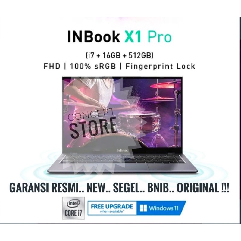 Infinix Inbook X1 Pro Core I7 16/512 GB Windows 10 Original.. Garansi Resmi.. New.. Segel
