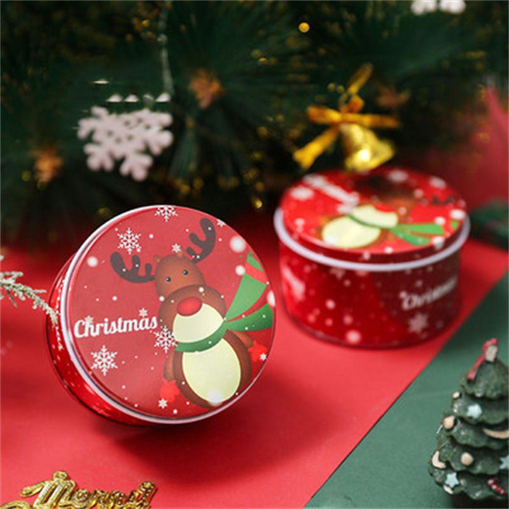 Top Christmas Tin Gift Box Xmas Candy Dengan Tutup Wadah Penyimpanan