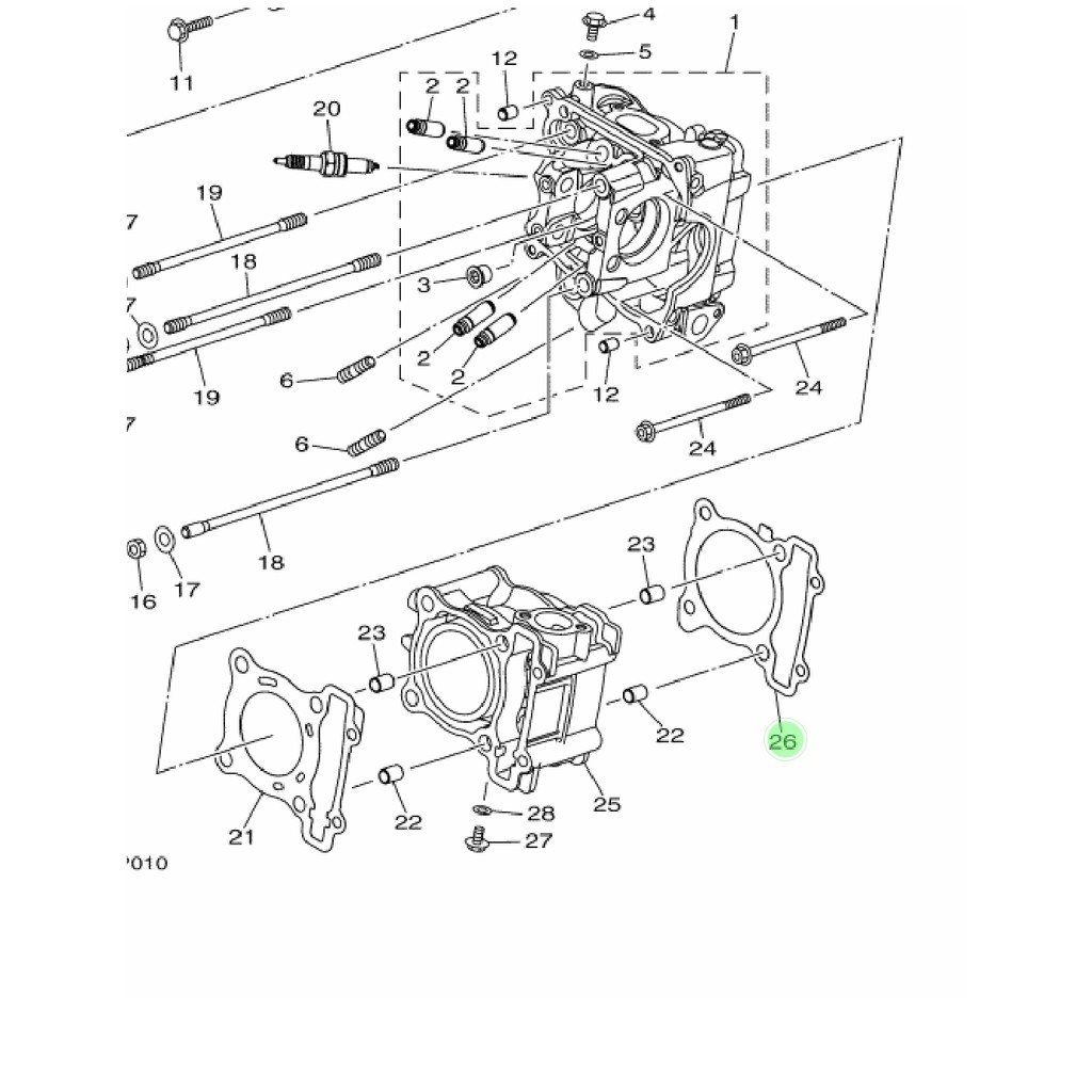 PERPAK PAKING GASKET BLOK SEHER BAWAH KERTAS AEROX 155 NMAX N MAX LEXI ORIGINAL YGP B65-E1351-10