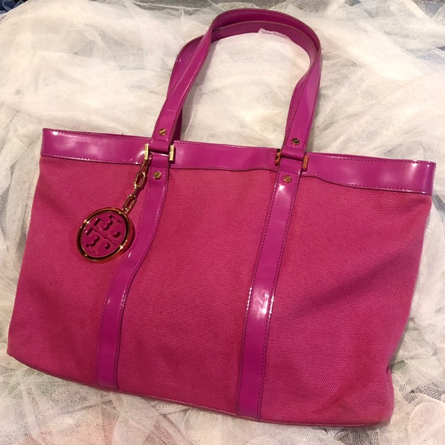 tory burch pink tote bag