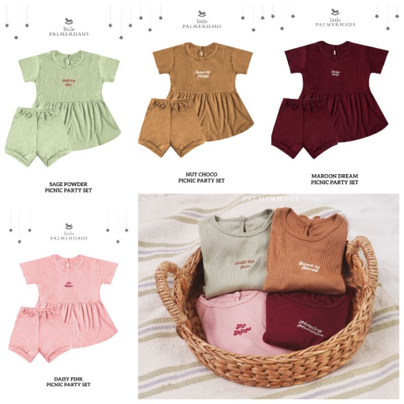 Picnic Party Set Little Palmerhaus | Setelan Baju Rib Knit Anak 1-6 tahun