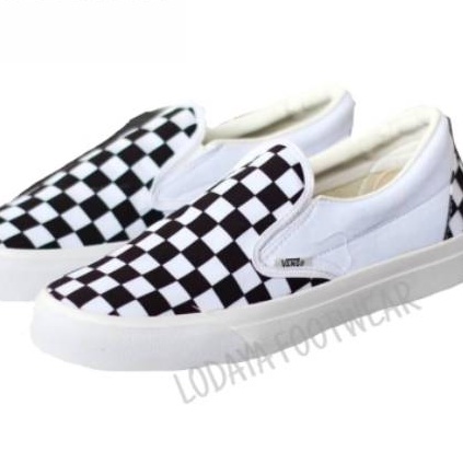 Sepatu CASUAL SLIP ON Old SKULL HITAM Casual Catur kotak Pria Sekolah