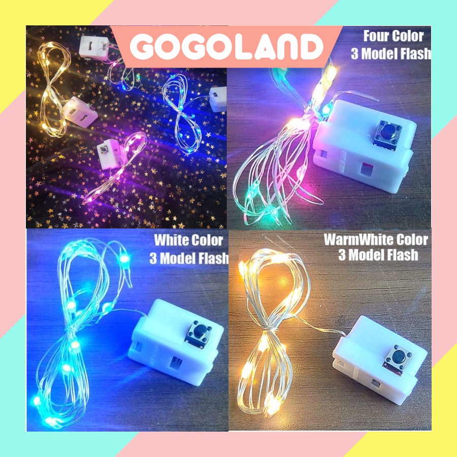 GOGOLAND LED kawat Lampu Hias TUMBLR dekor bunga balon souvenir kado + FREE BATERAI E015 E016 E020 E