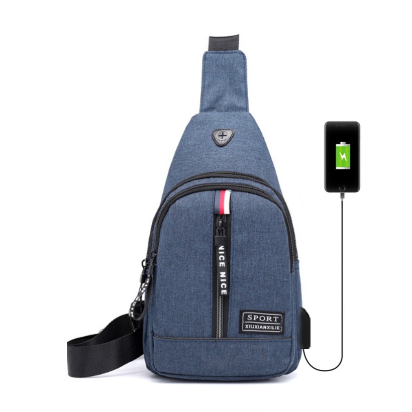 Tas Selempang USB Kanvas Water Resist 7139 Impor Korean Fashion Shoulder Sling bag Slempang