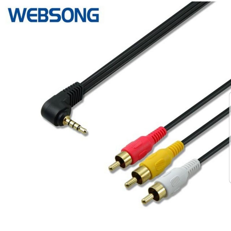 Kabel Audio Video 3.5mm to 3RCA (Putih, Merah, Kuning) 1.5M WEBSONG