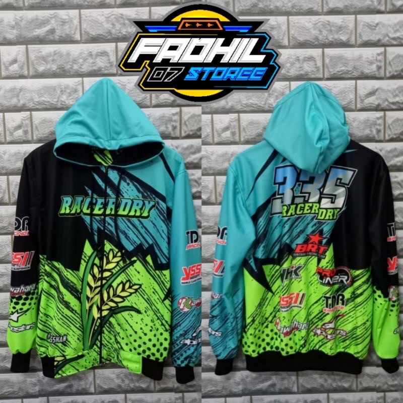 JAKET SWEATER HOODIE RACING RACERDRY PADI PETANI BIRU HITAM HIJAU STABILO XL JACKET HOODIE SWEATER B