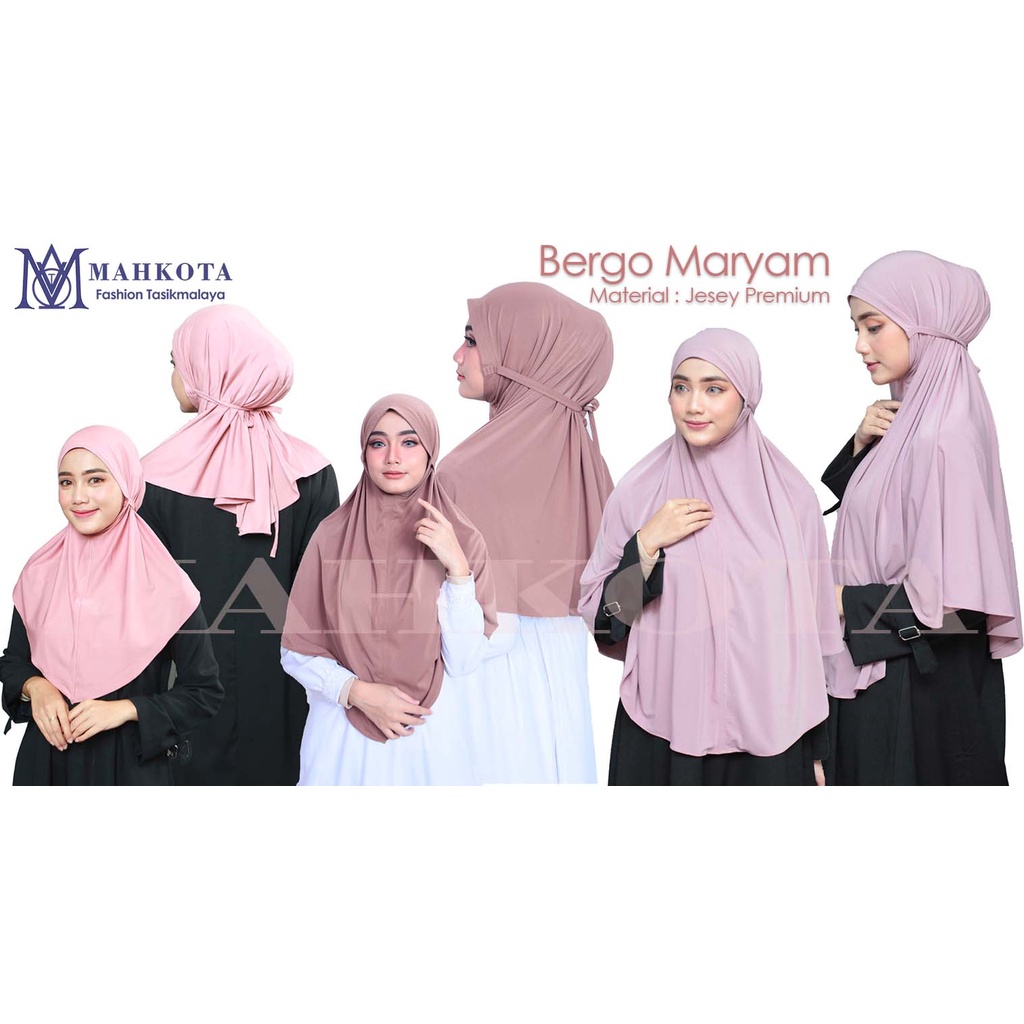 Bergo Maryam Jersey Jumbo Premium Terbaru 2021 Hijab instan kekinian Kerudung Bergo Jersey-1
