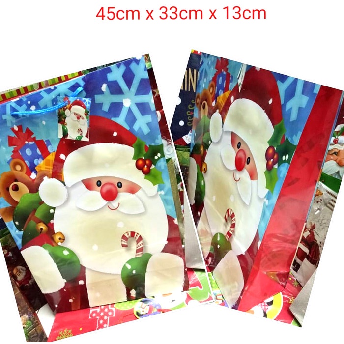 

(TERLARIS) Terbaru Paperbag Natal Sisa Export Motif Santa dan Bear(12bh)