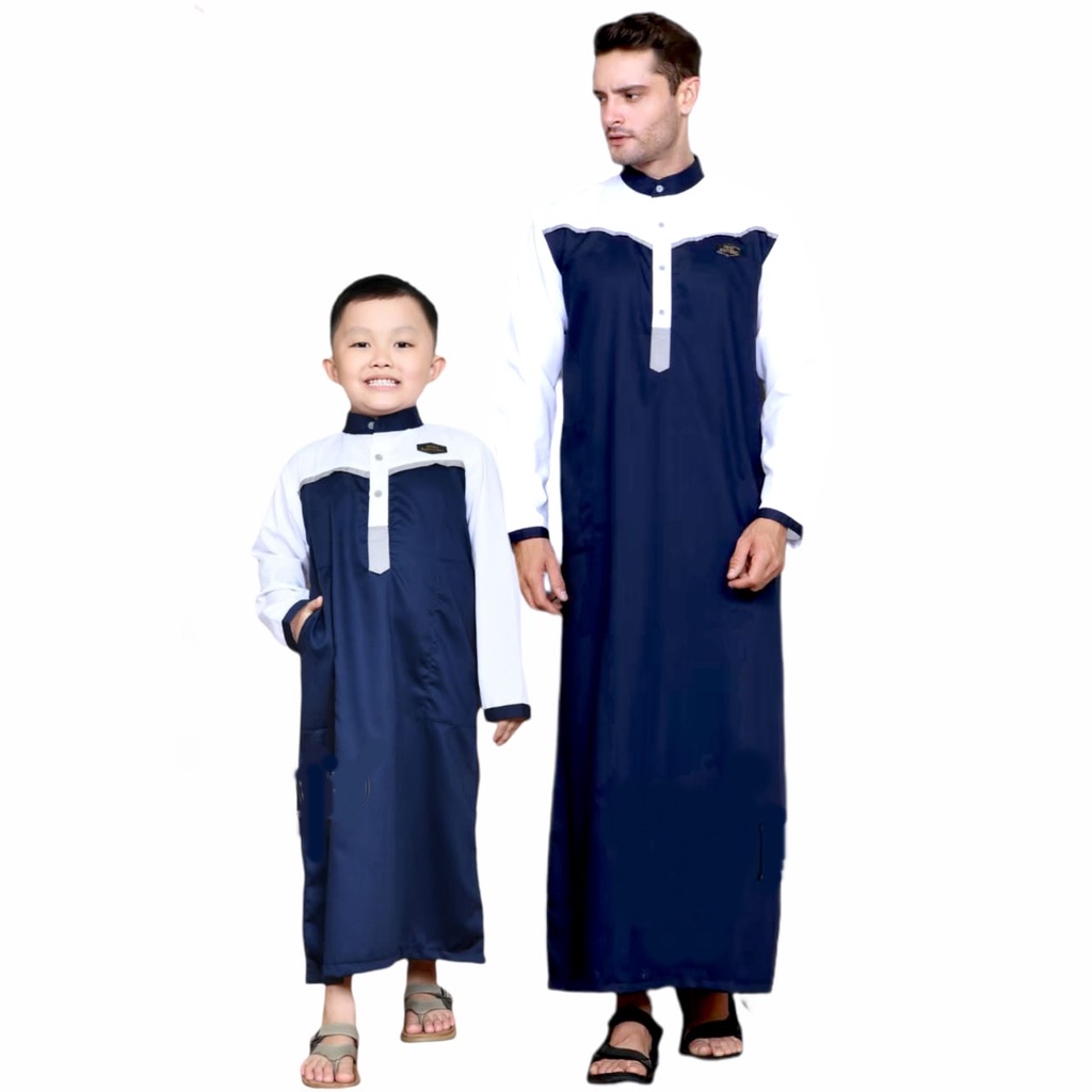 jubah couple ayah dan anak - koko couple ayah dan anak - baju muslim couple - free peci dan tasih