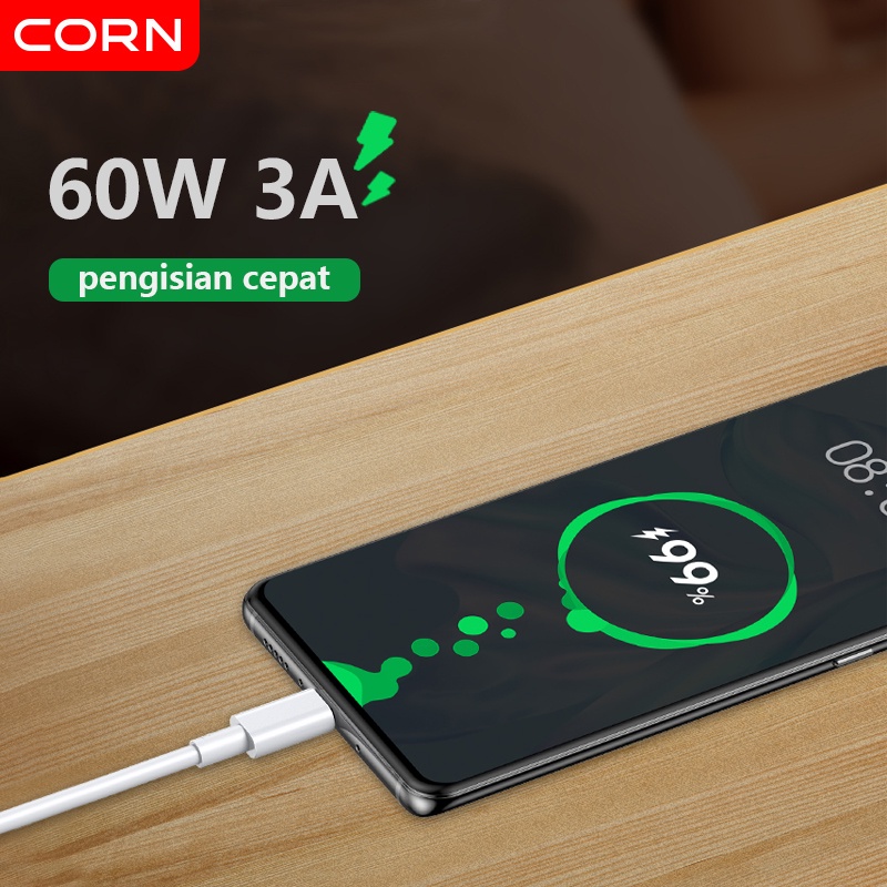 【Original】CORN Kabel Data 65W  Type-C to Type-C Fast Charge PD Quick Charge QC3.0A 1.2M TPE Kabel  untuk oppo vivo samsung