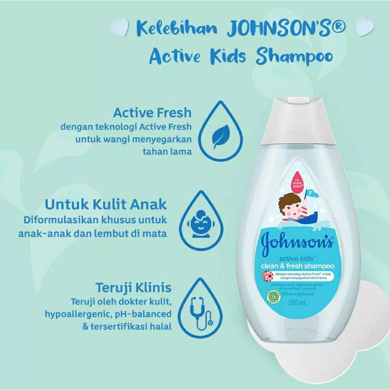 Johnson's Active Kids Clean Fresh Shampoo 100ml 200ml - Johnson Shampo Anak