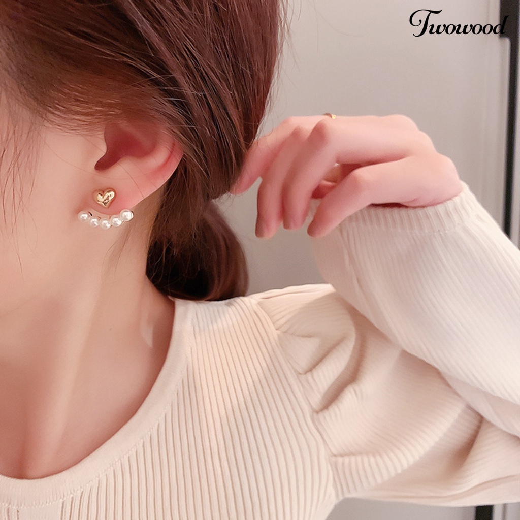 1 Pasang Anting Stud Mutiara Tiruan Bahan Alloy Untuk Aksesoris