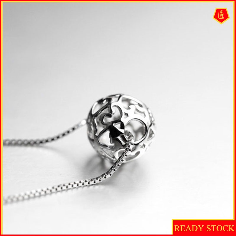 [Ready Stock]Hollow Exquisite Ball Necklace Silver Simple Fashion