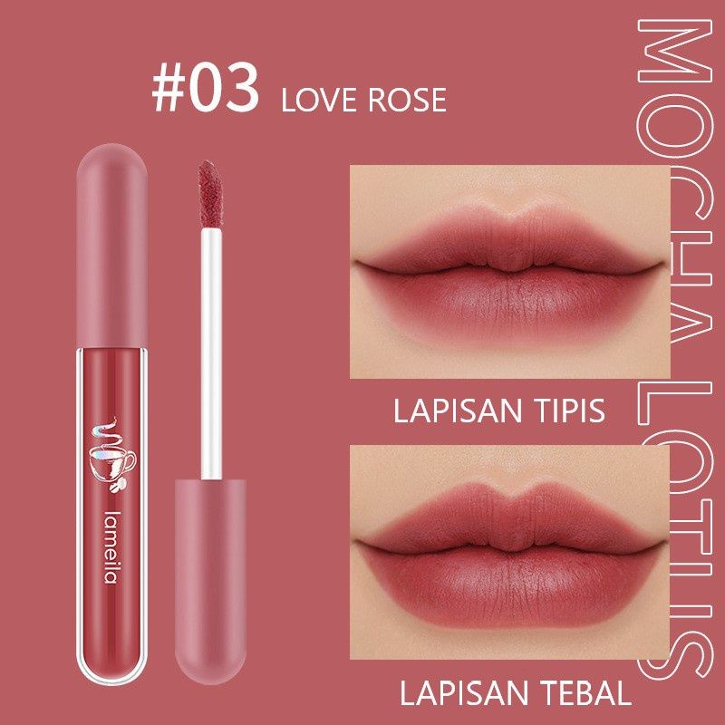 LAMEILA - Oh My God Mocha Lotus Lip Glaze Lipstik - Lip Gloss Pelembab Silky Original