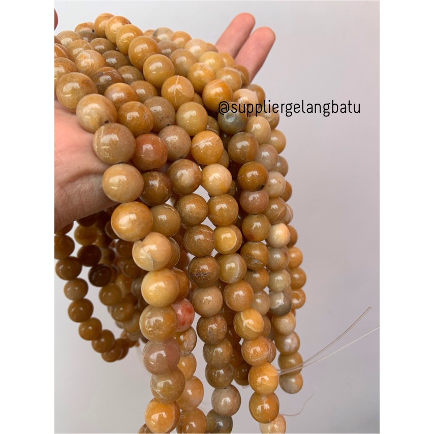 bahan batu Manigajah 12mm kuning natural polish corak retak fashion