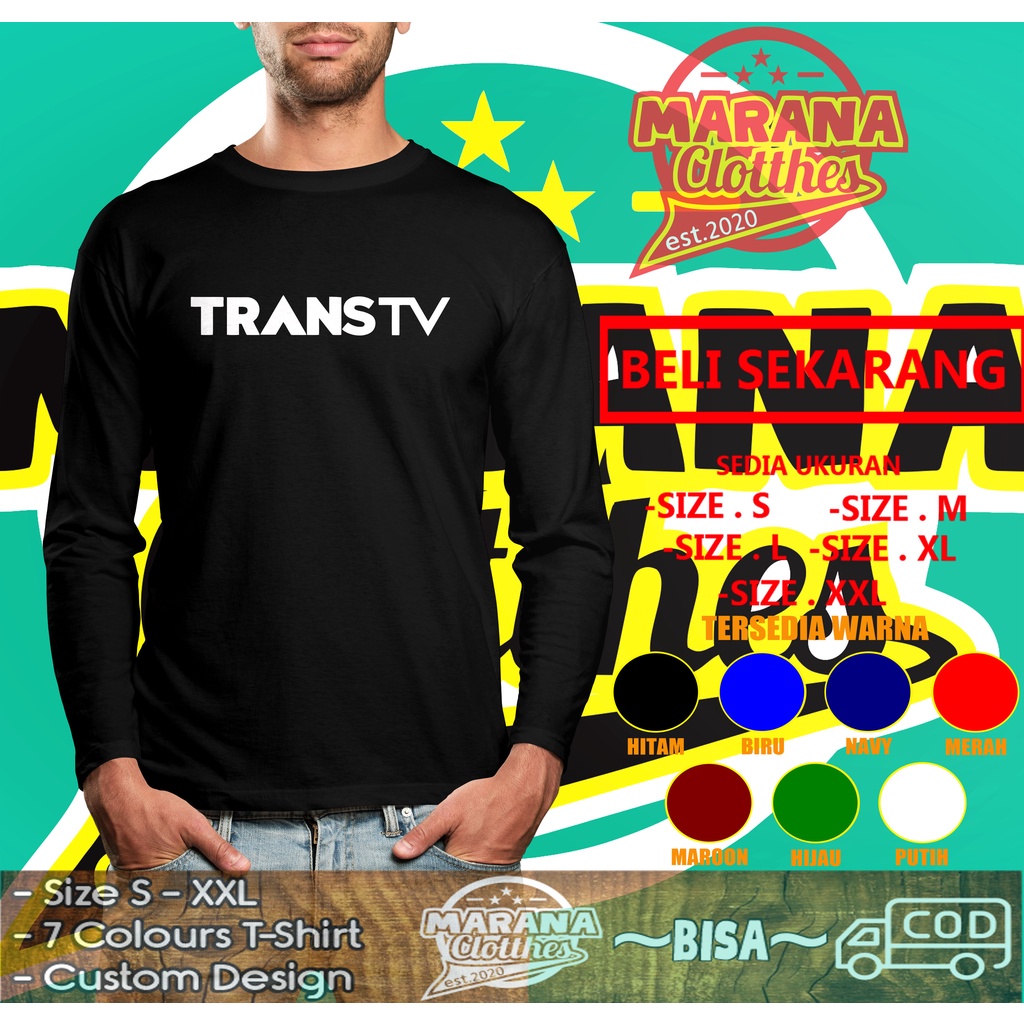 Kaos Baju TransTV Logo Lengan panjang Baju Perusahaan TV