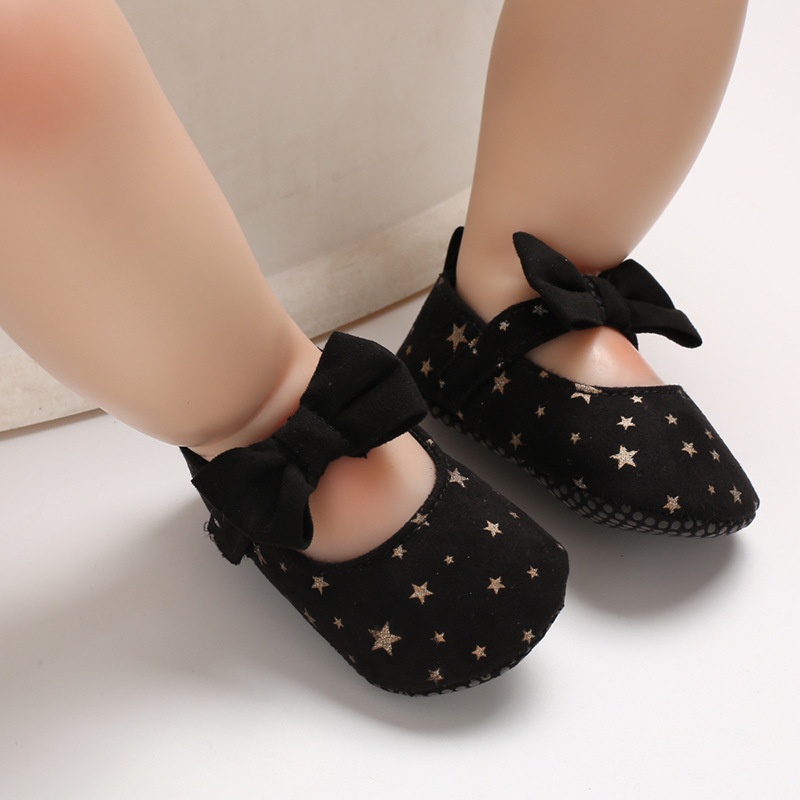 Sepatu Bayi Prewalker Perempuan Umur 0 - 12 Bulan Sepatu Flat Anak Bayi Perempuan Baby Prewaker Shoes Cewek Murah Umur 0 - 14 Bulan, umur 1 Tahun 0 - 6 Bulan Hitam AK 08